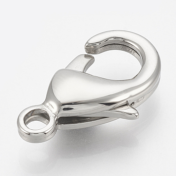 304 Stainless Steel Lobster Claw Clasps, teardrop, Stainless Steel Color, 9x6x3mm, Hole: 1mm