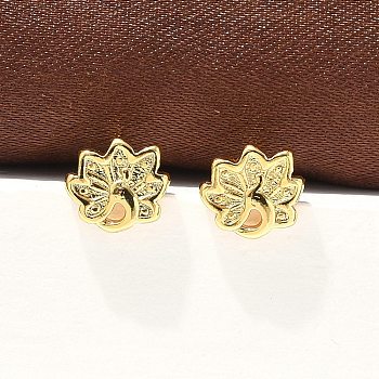 Peacock Brass Stud Earrings, Long-Lasting Plated, Lead Free & Cadmium Free, Real 18K Gold Plated, 6.5x7.5mm