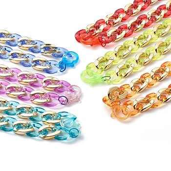Plastic Curb Chain Necklaces, Eyeglass Chains, Handbag Chains, with Acrylic Links, Mixed Color, 15.6~15.7 inch(39.5~40cm)