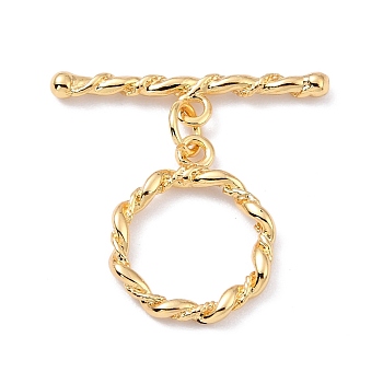 Rack Plating Brass Toggle Clasps, Long-Lasting Plated, Ring, Real 18K Gold Plated, Ring: 18x15x2mm, Hole: 1.6mm, Bar: 25.5x15.5x2.5mm, Hole: 1.6mm