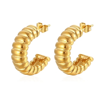 304 Stainless Steel Arch Stud Earrings, Half Hoop Earrings, Golden, 22x8mm