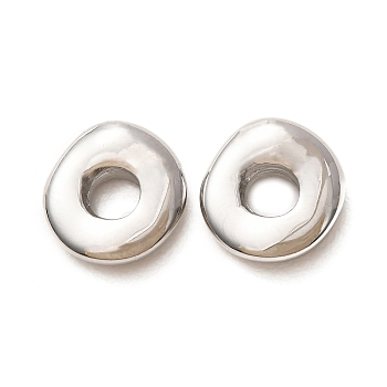 304 Stainless Steel Spacer Beads, Large Hole Beads, Irregular Round, Stainless Steel Color, 11x10.5x4mm, Hole: 4mm