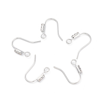 Brass Micro Pave Clear Cubic Zirconia Earring Hooks, Platinum, 13x17x2mm, Hole: 1.9mm, Pin: 0.8mm