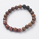 Natural Lava Rock & Wenge Wood Beads & Coconut Stretch Bracelets(BJEW-I241-03F)-1
