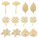 12Pcs 6 Styles Brass Big Pendants, Etched Metal Embellishments, Long-Lasting Plated, Nickel Free, Real 18K Gold Plated, 50.5~95x36~59.5x0.2mm, Hole: 2~2.5mm, 2pcs/style(KKC-TA0001-09)