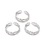 Tarnish Resistant 304 Stainless Steel Finger Rings, Cuff Rings, Long-Lasting Plated, Hollow, Stainless Steel Color, US Size 7 3/4(17.9mm), 5mm(RJEW-L102-06P)