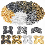 600Pcs 6 Colors Tibetan Style Alloy Bead Caps, Flower, 4-Petal, Mixed Color, 6x6x2mm, Hole: 1mm, 100pcs/color(TIBEB-PA0001-07)