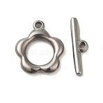 Non-Tarnish 304 Stainless Steel Toggle Clasps, Flower, Stainless Steel Color, Flower: 20.5x17.5x3mm, Hole: 1.8mm, Bar: 6x22x3mm, Hole: 1.8mm(STAS-Q324-16P)