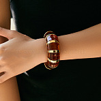 Acrylic Bead Bangles for Women, Dark Red, Inner Diameter: 3-1/8 inch(7.8cm)(FS-WG59988-02)