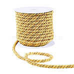 Polyester Cords, Milan Cords/Twisted Cords, 3-Ply, Gold, 8mm, about 20.01 Yards(18.3m)/Roll(NWIR-WH0013-01B-01)