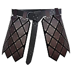 1 Bags Medieval Alloy Rivet PU Leather Chain Belts for Men, Gunmetal, Coconut Brown, 1680x38x2.5~11mm(AJEW-CL0005-61)