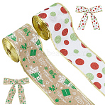 2 Rolls 2 Styles Christmas Themes Imitation Cotton Ribbon, Mixed Shapes, 2-3/8 inch(60mm), about 6.56 Yards(6m)/Set(OCOR-GF0005-71B)