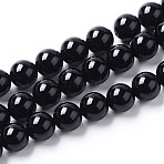Natural Onyx Beads Strands, Dyed & Heated, Round, Black, 8mm, Hole: 1.4mm, about 48pcs/strand, 15 inch(G-I261-B02-8mm)