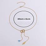 3Pcs Stainless Steel Double Ring Feather Tassel Y Necklaces for Women, Golden, 11.81 inch(30cm)(GZ5002)