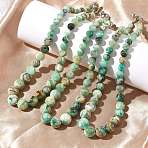 Natural Green Line Jasper  Graduated Round Beaded Necklaces, with Platinum Brass Spring Ring Clasps, 18.66~18.78 inch(47.4~47.7cm)(NJEW-F368-01P)