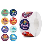 500Pcs Roll Stickers, Thank You, Self-Adhesive Paper Gift Tag Stickers, for Party, Decorative Presents, Colorful, 25x0.1mm(DIY-U008-04A)