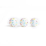 Printed Wood Beads, Round with Chocolate Pattern, Colorful, 16mm(WOCR-PW0003-74E)
