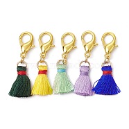 Nylon Thread Tassel Pendant Decorations, with Zinc Alloy Lobster Claw Clasps, Mixed Color, 35mm(HJEW-JM01431)