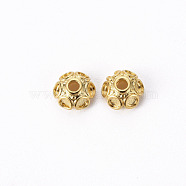 Brass Bead Caps, 6-Petal, Flower, Real 18K Gold Plated, 6x2.5mm, Hole: 1.4mm(KK-Q765-029-NF)