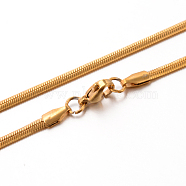 304 Stainless Steel Herringbone Chain Necklaces, Golden, 17.7 inch(45cm), 2.6x1mm(STAS-M174-015G-03)