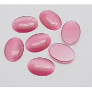 Cat Eye Cabochons, Oval, Hot Pink, 7x5x2mm(CE-J005-5x7mm-08)