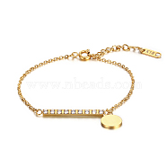 Stylish Stainless Steel Round Tag Chain Bracelet for Women Daily Wear, Golden(UL1413-1)