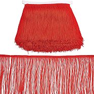 Polyester Latin Fringe Lace, Clothes Accessories Decoration, DIY Lace Trim Embroidery Fabric, Red, 6-1/8 inch(155mm), 10m/card(OCOR-WH0064-43B)
