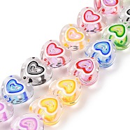 Handmade Lampwork Beads Strands, Heart, Mixed Color, 12x12x6mm, Hole: 0.7mm, about 30pcs/strand, 13.39''(34cm)(LAMP-E033-04H)
