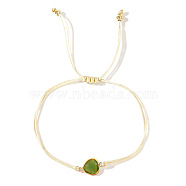 Elegant Golden Edge Glass Link Bracelets for Girlfriend and Family, Olive Drab, 11 inch(28cm)(KK2420-3)