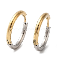 Ion Plating(IP) Two Tone 304 Stainless Steel Huggie Hoop Earrings, with 316 Surgical Stainless Steel Pins for Women, Golden & Stainless Steel Color, 10 Gauge, 20x21x2.5mm(EJEW-A106-02G)