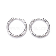 Brass Huggie Hoop Earrings, Long-Lasting Plated, Ring, Real Platinum Plated, 16.5~17x2mm, Pin: 0.9mm(EJEW-K083-29P)