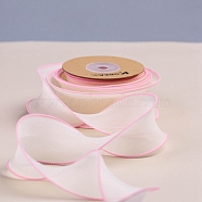 Organza Ribbons, Wired Sheer Chiffon Ribbon, for Hair Bow Clips Accessories Making, Gift Packing, Beige, 1-5/8 inch(40mm), about 10 Yards(9.14m)/Roll(PW-WGF6B47-09)