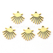 Vacuum Plating 201 Stainless Steel Charms, Laser Cut, Fan, Golden, 13x13x1mm, Hole: 1.2mm(STAS-N092-89G)