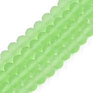 Transparent Glass Beads Strands, Faceted, Frosted, Rondelle, Lime, 8mm, Hole: 1mm, about 64~65pcs/strand, 40~41cm(X-EGLA-A044-T8mm-MD09)