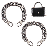 WADORN 2Pcs Aluminum Curb Chain Bag Handles, with Swivel Clasps, for Bag Replacement Accessories, Gunmetal, 29.5cm(FIND-WR0007-05B)
