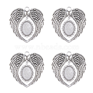 8Pcs Transparent Glass Pendants, with Tibetan Style Alloy Finding, Wing, Antique Silver, 69x65mm, Hole: 6mm(FIND-FH0005-95)