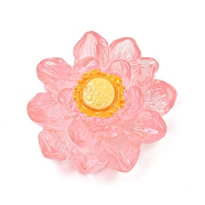 Luminous Transparent Resin Decoden Cabochons, Glow in the Dark Lotus Flower, for Jewelry Making, Pink, 22.5~23x9.5mm(CRES-F032-B03)