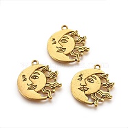 Tibetan Style Alloy Pendants, Cadmium Free & Lead Free, Sun and Moon, Antique Golden Color, 29x26x1.5mm, hole: 2mm(X-TIBEP-A19771-AG-LF)