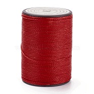 Round Waxed Polyester Thread String, Micro Macrame Cord, Twisted Cord, for Leather Sewing Stitching, Red, 0.8mm, about 54.68 Yards(50m)/Roll(YC-D004-02E-049)