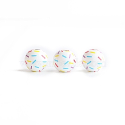 Printed Wood Beads, Round with Chocolate Pattern, Colorful, 16mm(WOCR-PW0003-74E)