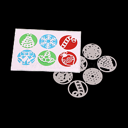 Flat Round Frame Carbon Steel Cutting Dies Stencils, for DIY Scrapbooking/Photo Album, Decorative Embossing DIY Paper Card, Christmas Theme, Matte Platinum, 10.4x7cm(X-DIY-F036-36)