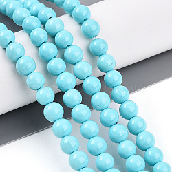 Synthetic Turquoise Beads Strands, Round, Cyan, 6~7mm, Hole: 1.2mm, about 65pcs/strand, 15.75 inch(40cm)(G-A255-A04-02B)