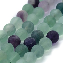 Natural Fluorite Beads Strands, Frosted, Round, 8~9mm, Hole: 0.8mm, about 47pcs/strand, 14.9 inch(38cm)(G-G763-13-8mm)