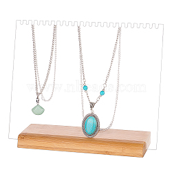 Acrylic Necklace Display Planks, with Wood Base, Organizer Holder for Necklaces, Rectangle, Clear, Finished Product: 7.1x25x21cm(NDIS-WH0009-14A)