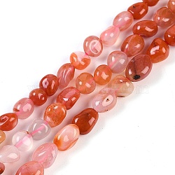 Natural Red Agate Beads Strands, Nuggets, Tumbled Stone, 4~6x7~10x4~6mm, Hole: 1mm, 15.75''(40cm)(G-P497-01B-11)