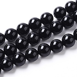 Natural Onyx Beads Strands, Dyed & Heated, Round, Black, 8mm, Hole: 1.4mm, about 48pcs/strand, 15 inch(G-I261-B02-8mm)