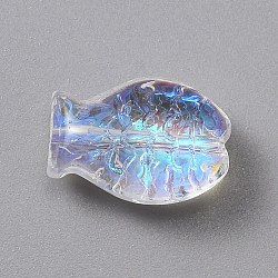 Electroplate Glass Beads, AB Color Plated, Fish, Colorful, 10x14x6mm, Hole: 0.8mm(EGLA-WH0002-01B)