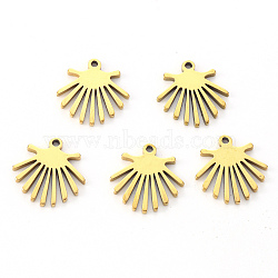 PVD Vacuum Plating 201 Stainless Steel Charms, Laser Cut, Fan, Real 18K Gold Plated, 13x13x1mm, Hole: 1.2mm(STAS-N092-89G)