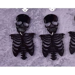 Halloween Acrylic Big Pendants, Skeleton, Black, 67x38mm(PW-WGEBED2-01)