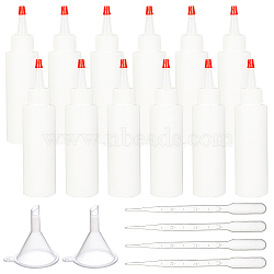 BENECREAT Column PE Plastic Squeeze Bottle, Liqiud Bottle, with Plastic Funnel Hopper & Dropper, White, 38x160mm, Capacity: 100ml(3.38 fl. oz), 12pcs(KY-BC0001-10)